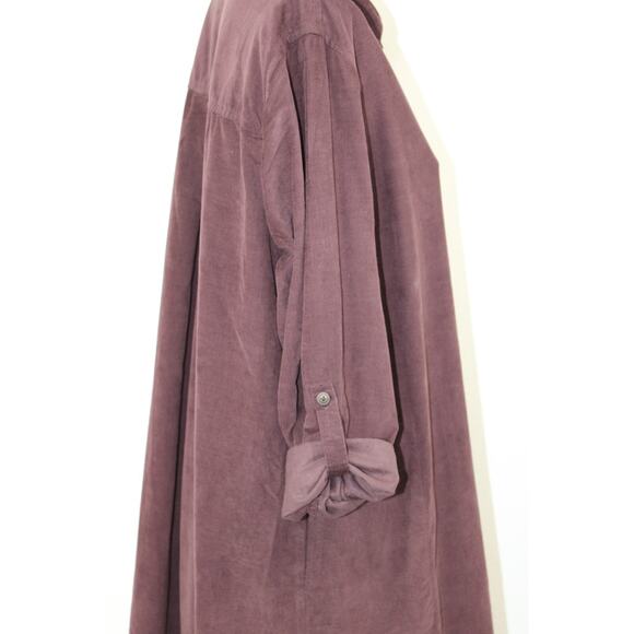 J. Jill Corduroy Shirt Button Down Dress Burgundy Brown Pockets Soft Size XL P - Picture 5 of 11